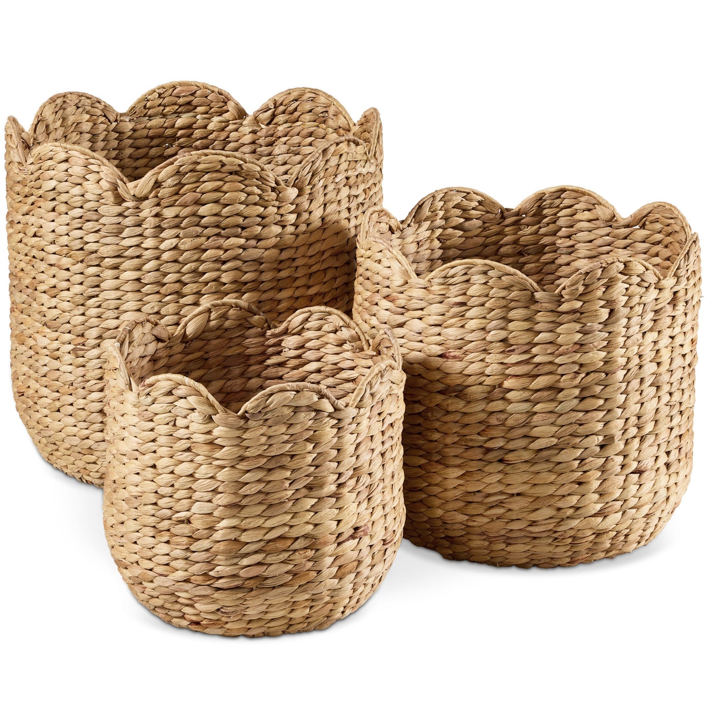 Scalloped 3PC Water Hyacinth Nesting Baskets with reliable function and style