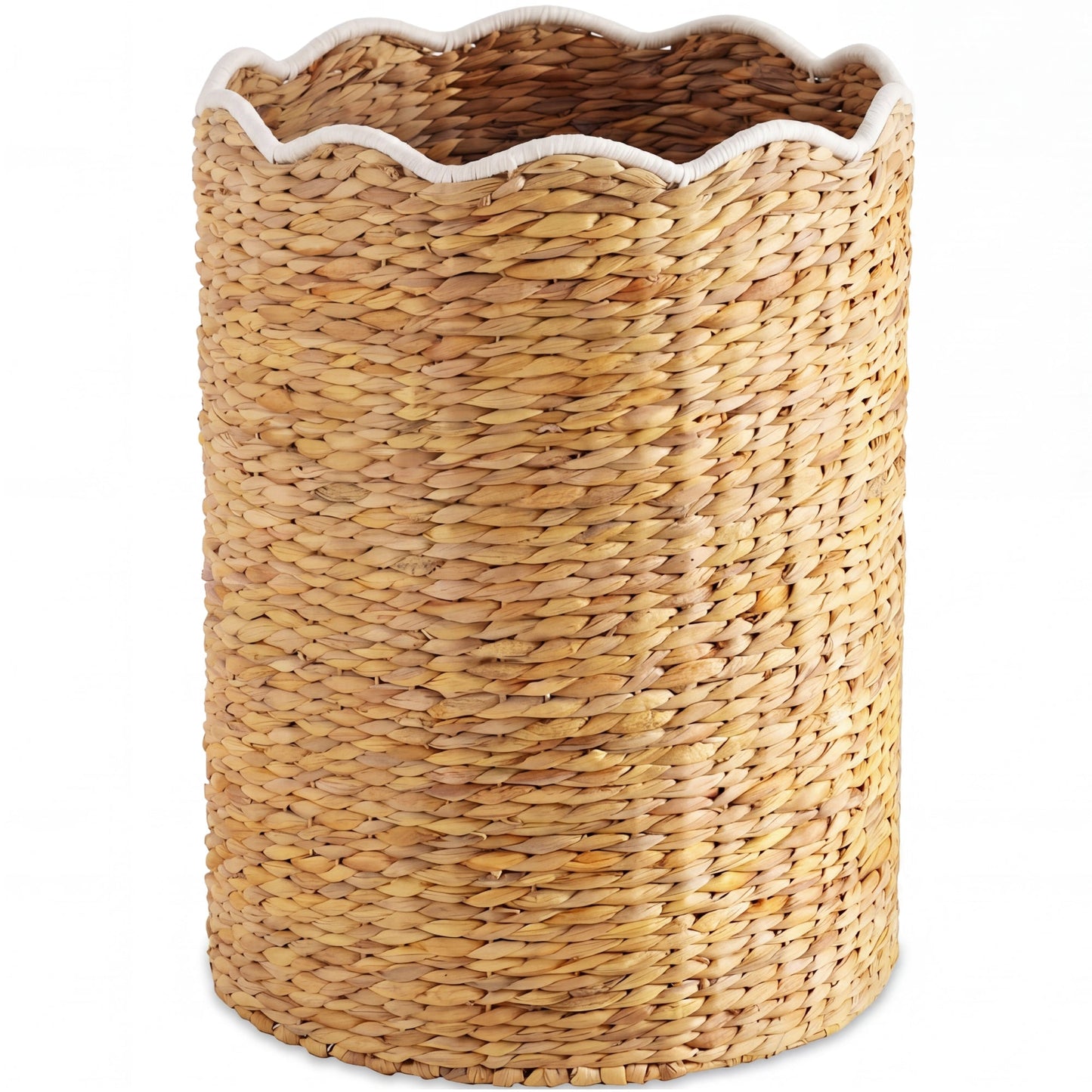Scalloped Large Round Laundry Hamper Handwoven Laundry Basket for convenient daily use