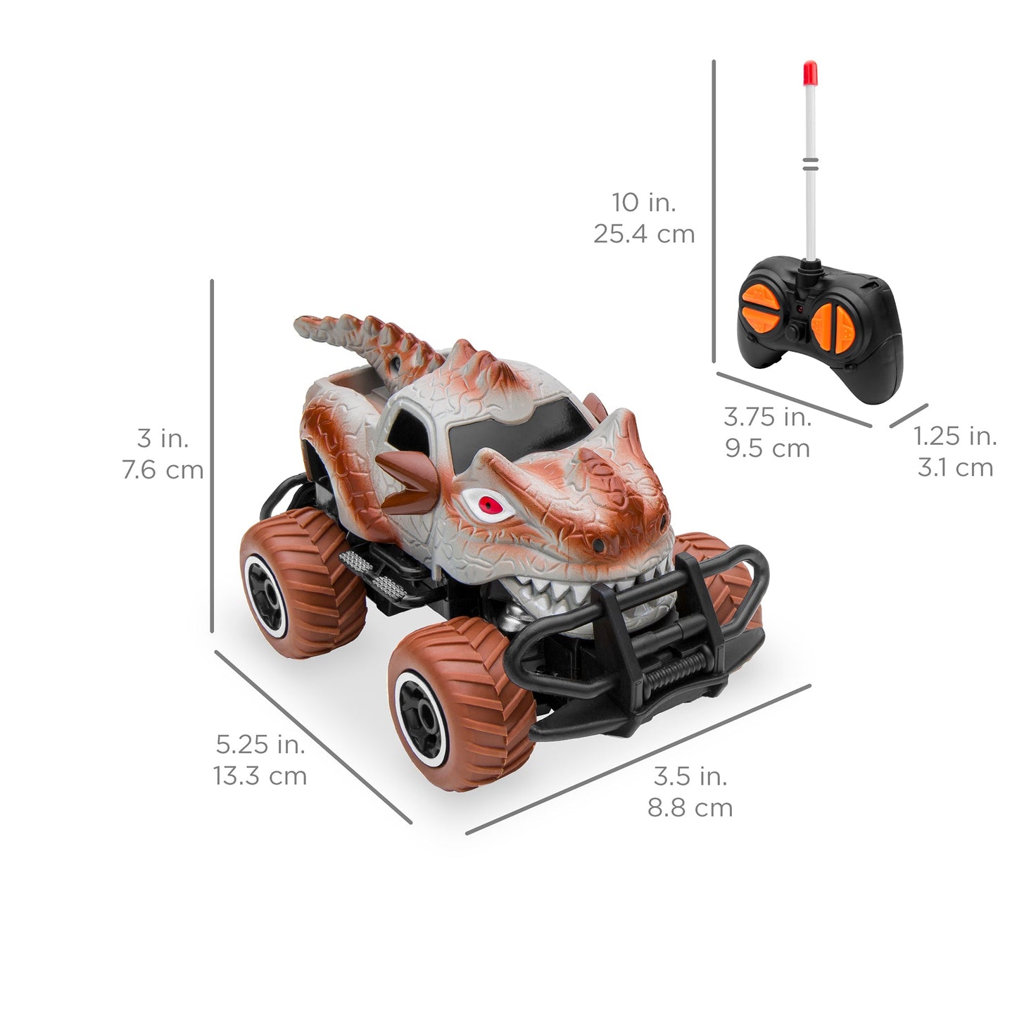 Set of 2 27MHz Mini Toy Dinosaur RC Remote Control Cars with 9mph Max Speed for active play and family fun