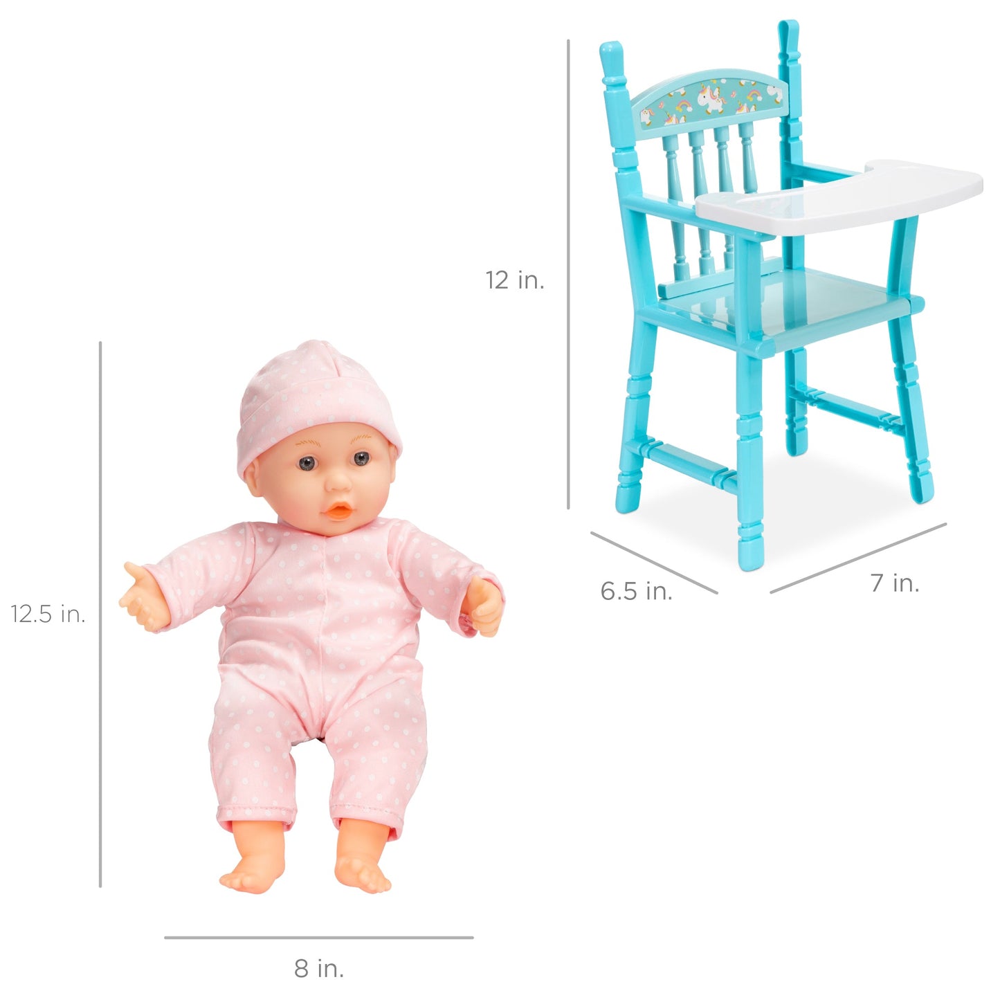 Realistic Baby Doll with Soft Body Highchair Potty Accessories - 12.5in with practical style for home spaces