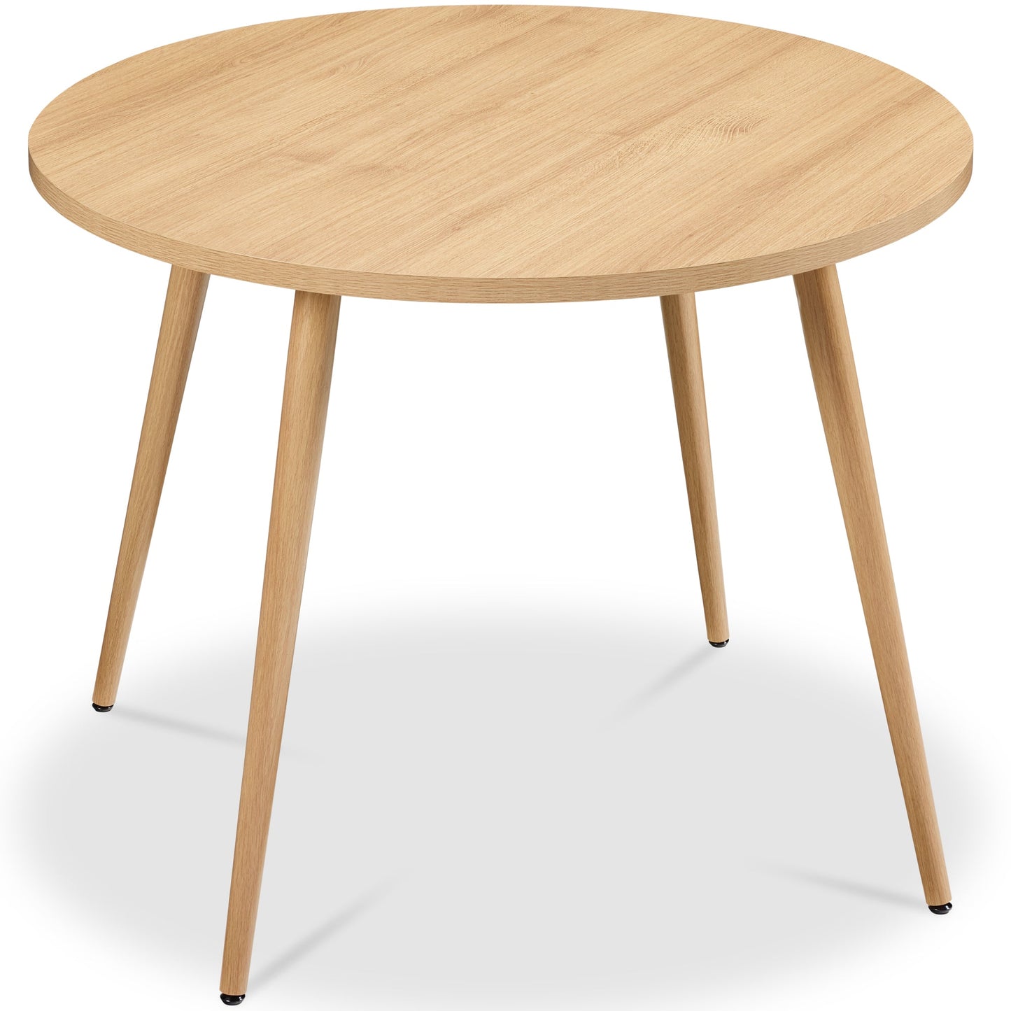 Round Mid-Century Modern 35.5in Dining Table Dinette for Home or Kitchen with Wood Finish Steel Legs for comfortable home living