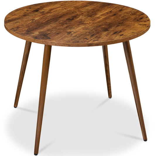 Round Mid-Century Modern 35.5in Dining Table Dinette for Home or Kitchen with Wood Finish Steel Legs for comfortable home living