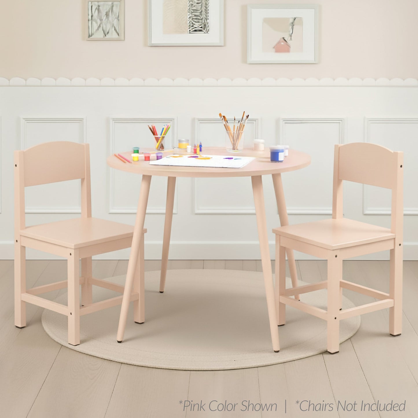 Round Mid-Century Modern 35.5in Dining Table Dinette for Home or Kitchen with Wood Finish Steel Legs for comfortable home living
