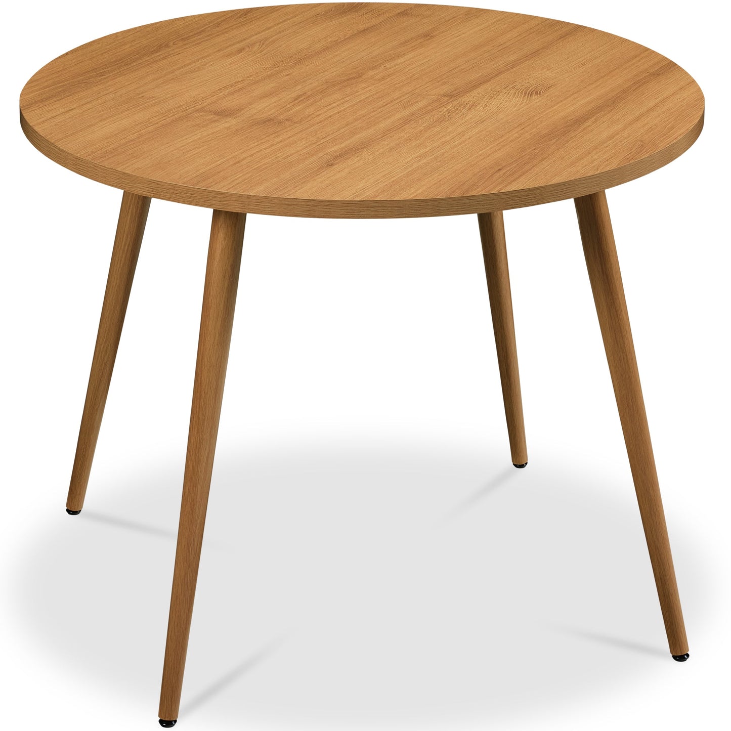 Round Mid-Century Modern 35.5in Dining Table Dinette for Home or Kitchen with Wood Finish Steel Legs for comfortable home living