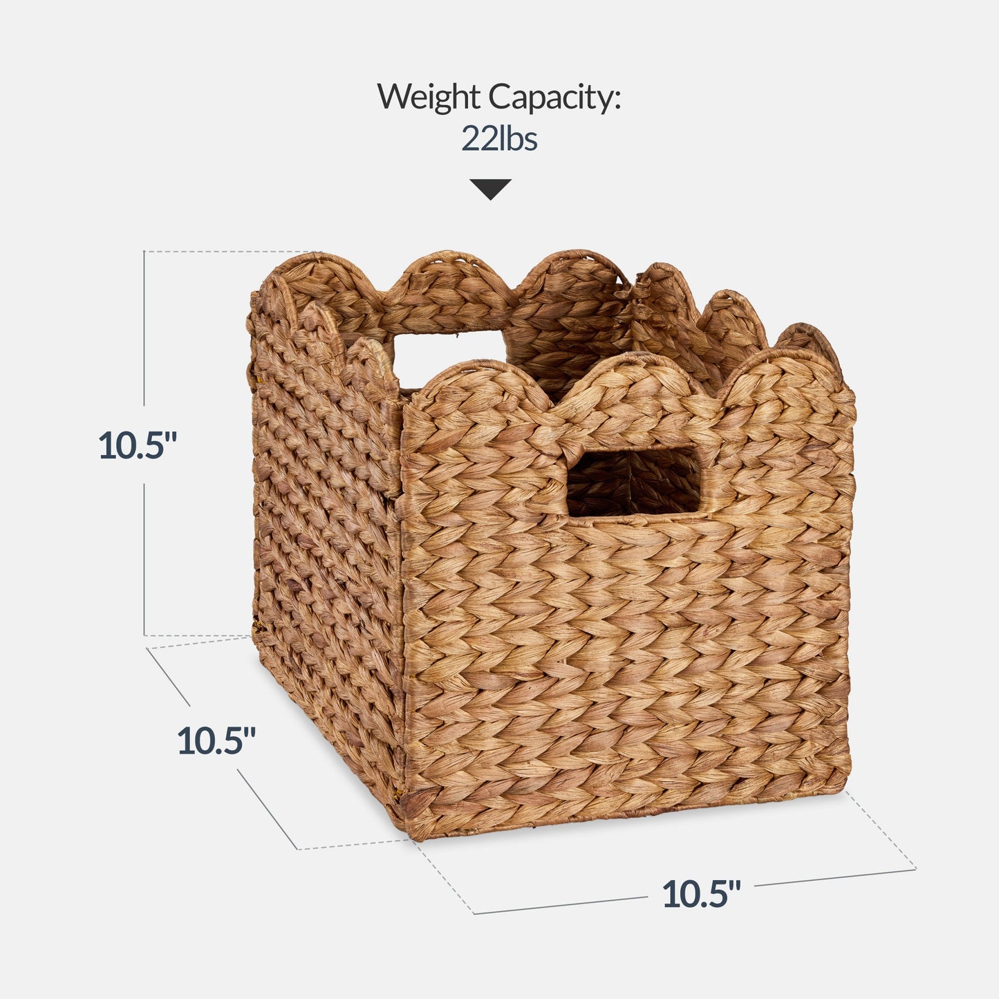 Scalloped 10.5 x 10.5in Hyacinth Storage Basket Set of 5 for convenient daily use