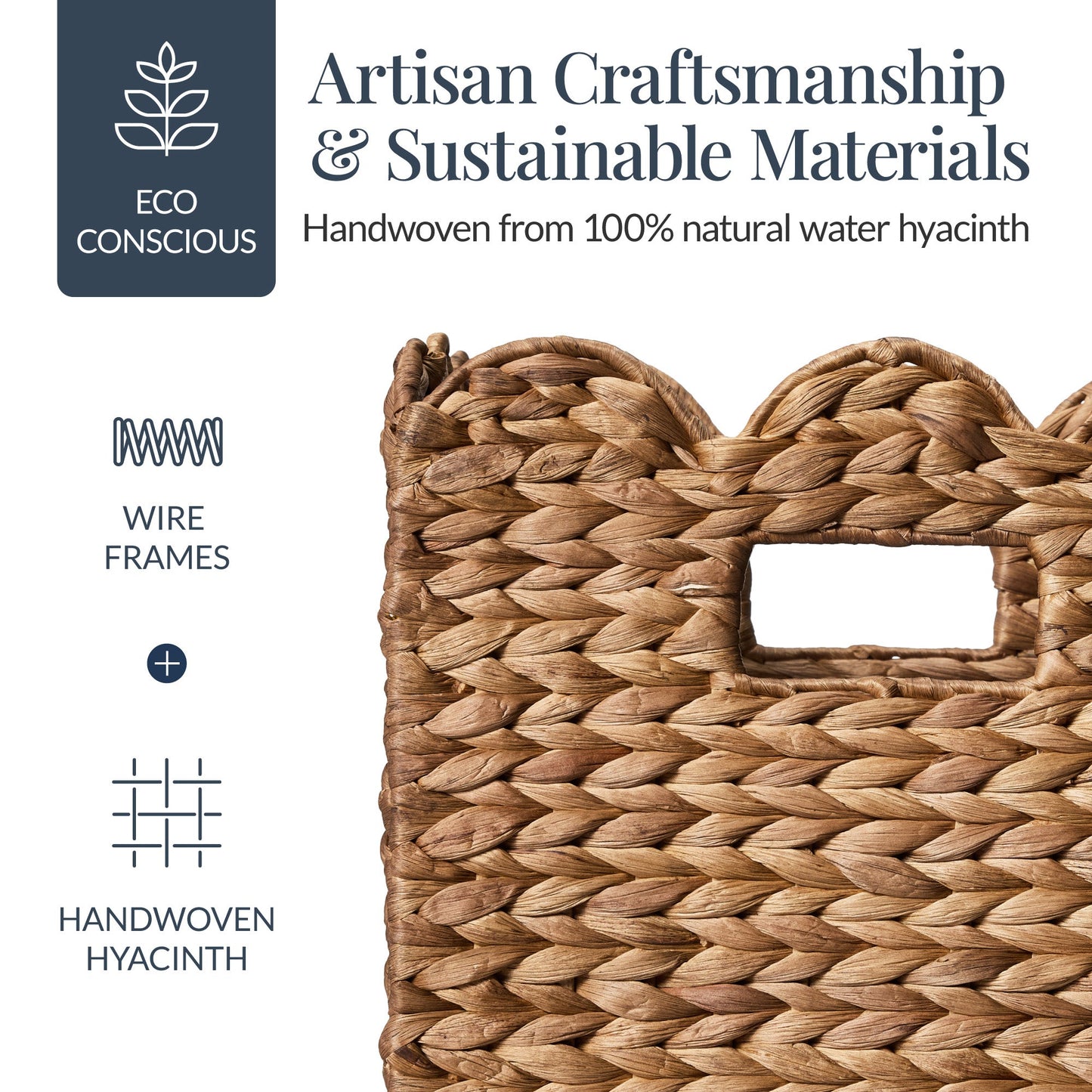 Scalloped 10.5 x 10.5in Hyacinth Storage Basket Set of 5 for convenient daily use