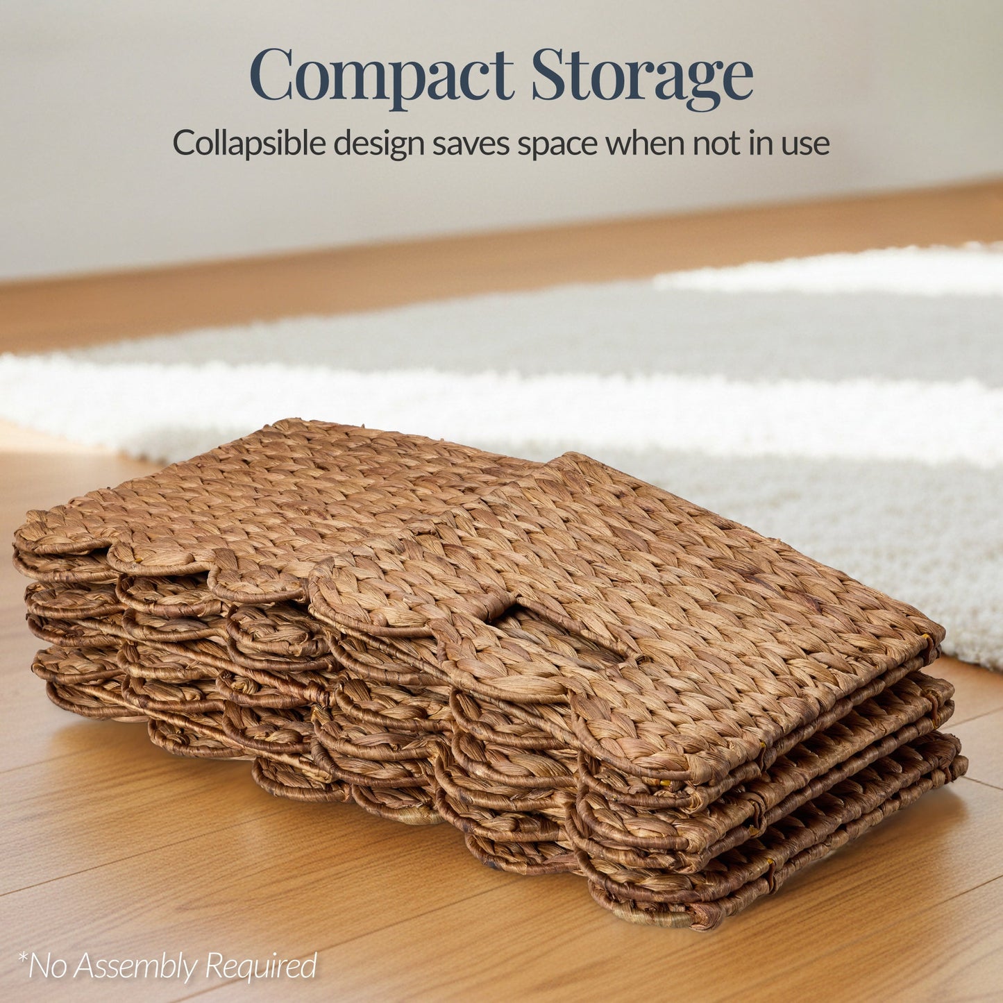 Scalloped 10.5 x 10.5in Hyacinth Storage Basket Set of 5 for convenient daily use