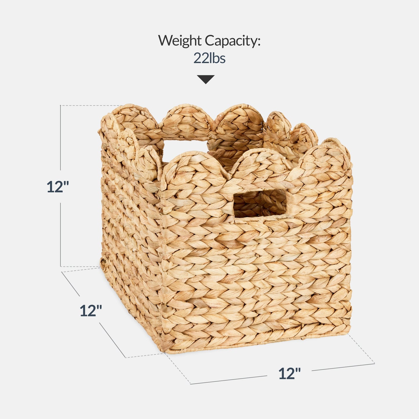 Scalloped 12x 12 Hyacinth Storage Basket Set of 5 for simple setup and everyday use