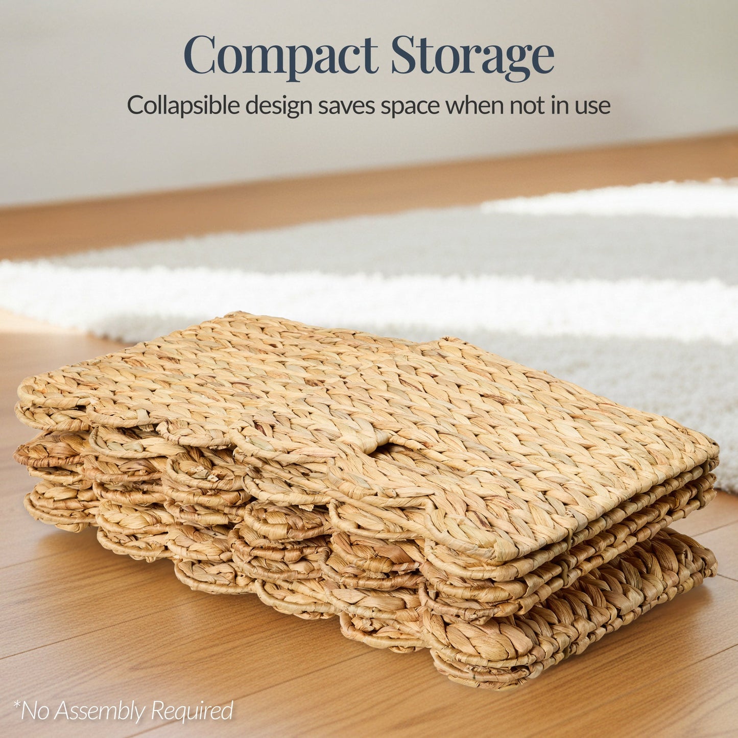 Scalloped 12x 12 Hyacinth Storage Basket Set of 5 for simple setup and everyday use