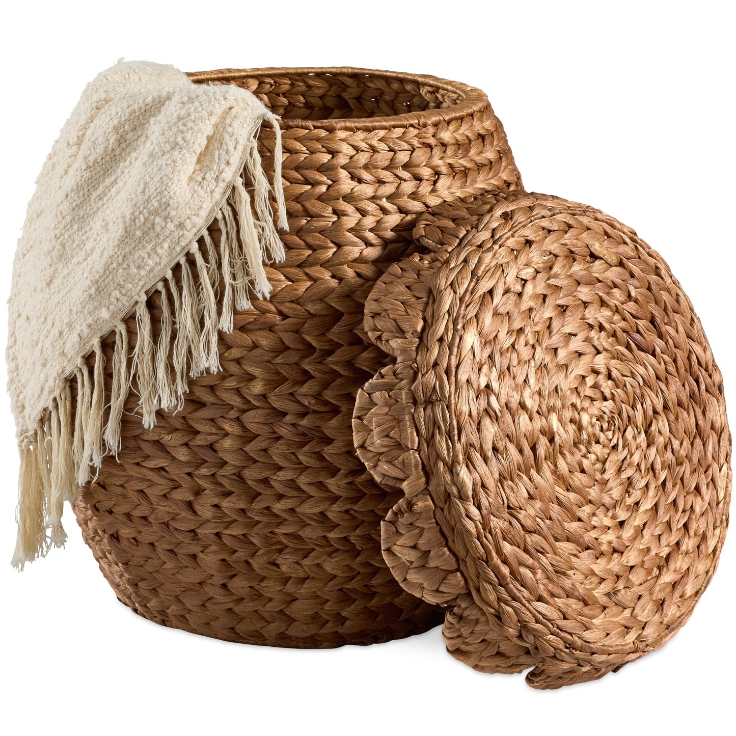 Scalloped Hyacinth Storage Tote Basket for comfortable, organized home spaces