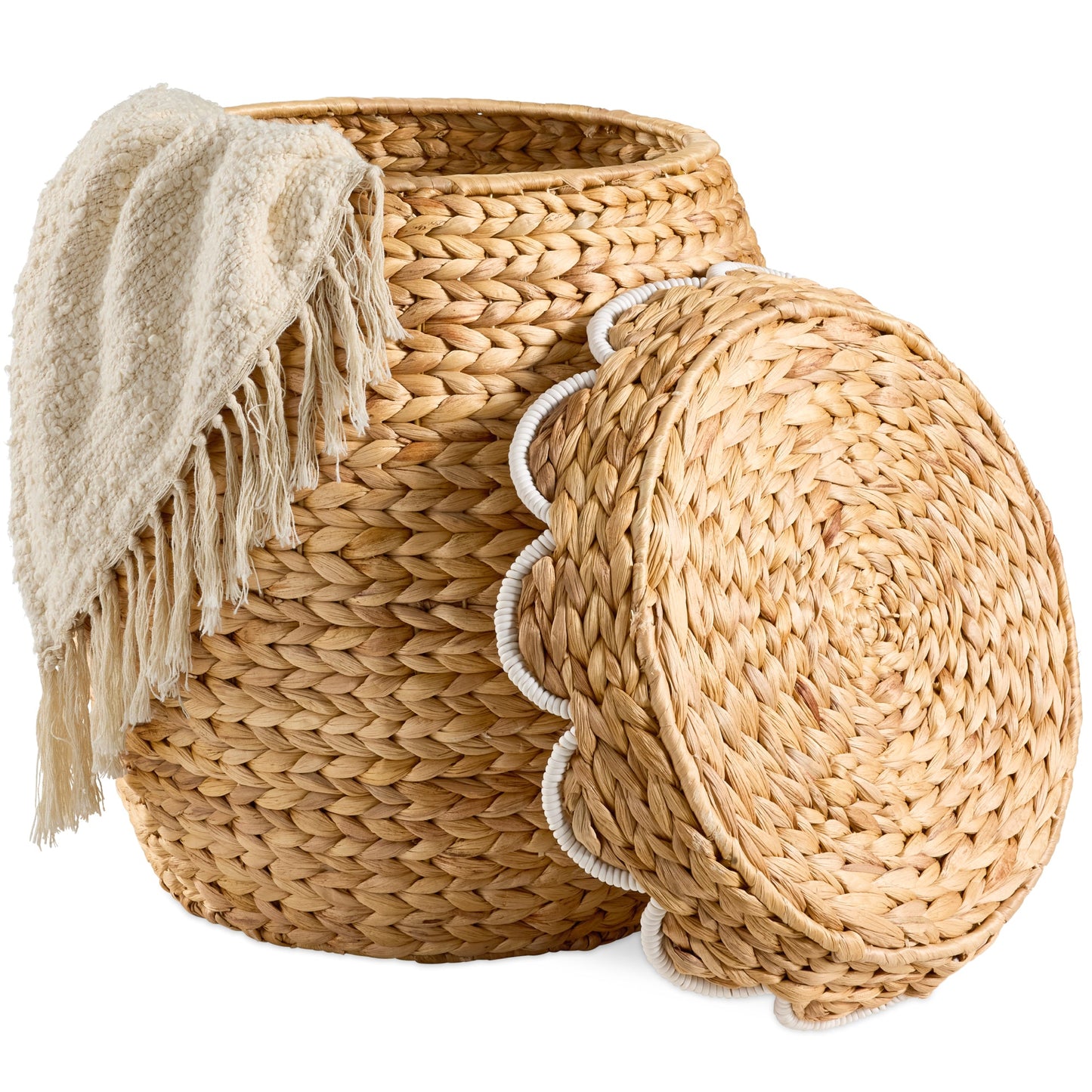 Scalloped Hyacinth Storage Tote Basket for comfortable, organized home spaces