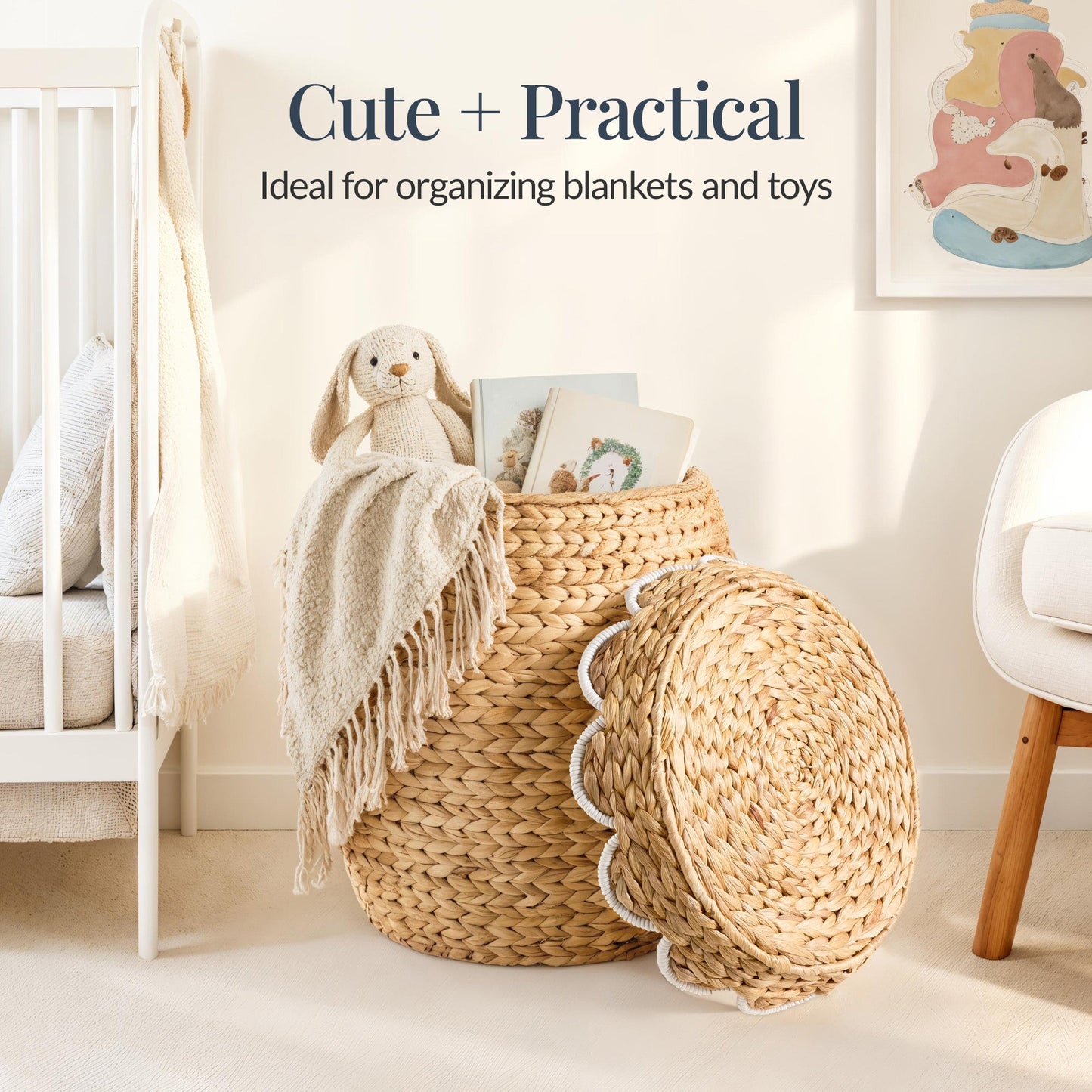 Scalloped Hyacinth Storage Tote Basket for comfortable, organized home spaces