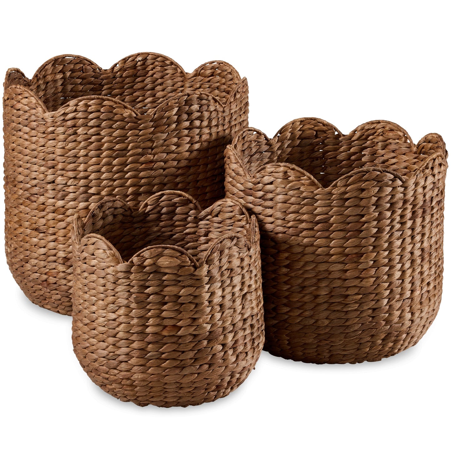 Scalloped 3PC Water Hyacinth Nesting Baskets with reliable function and style