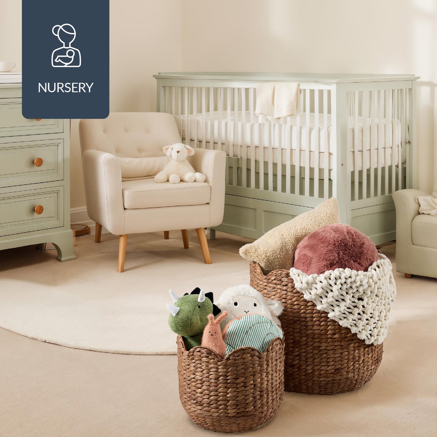 Scalloped 3PC Water Hyacinth Nesting Baskets with reliable function and style