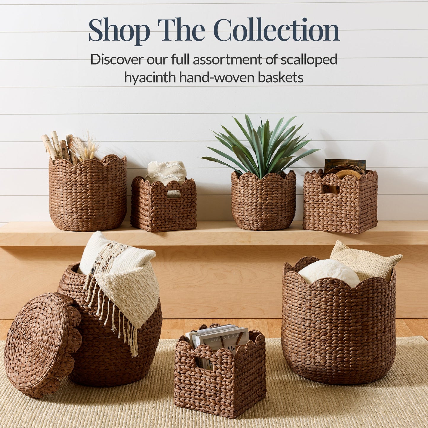 Scalloped 3PC Water Hyacinth Nesting Baskets with reliable function and style