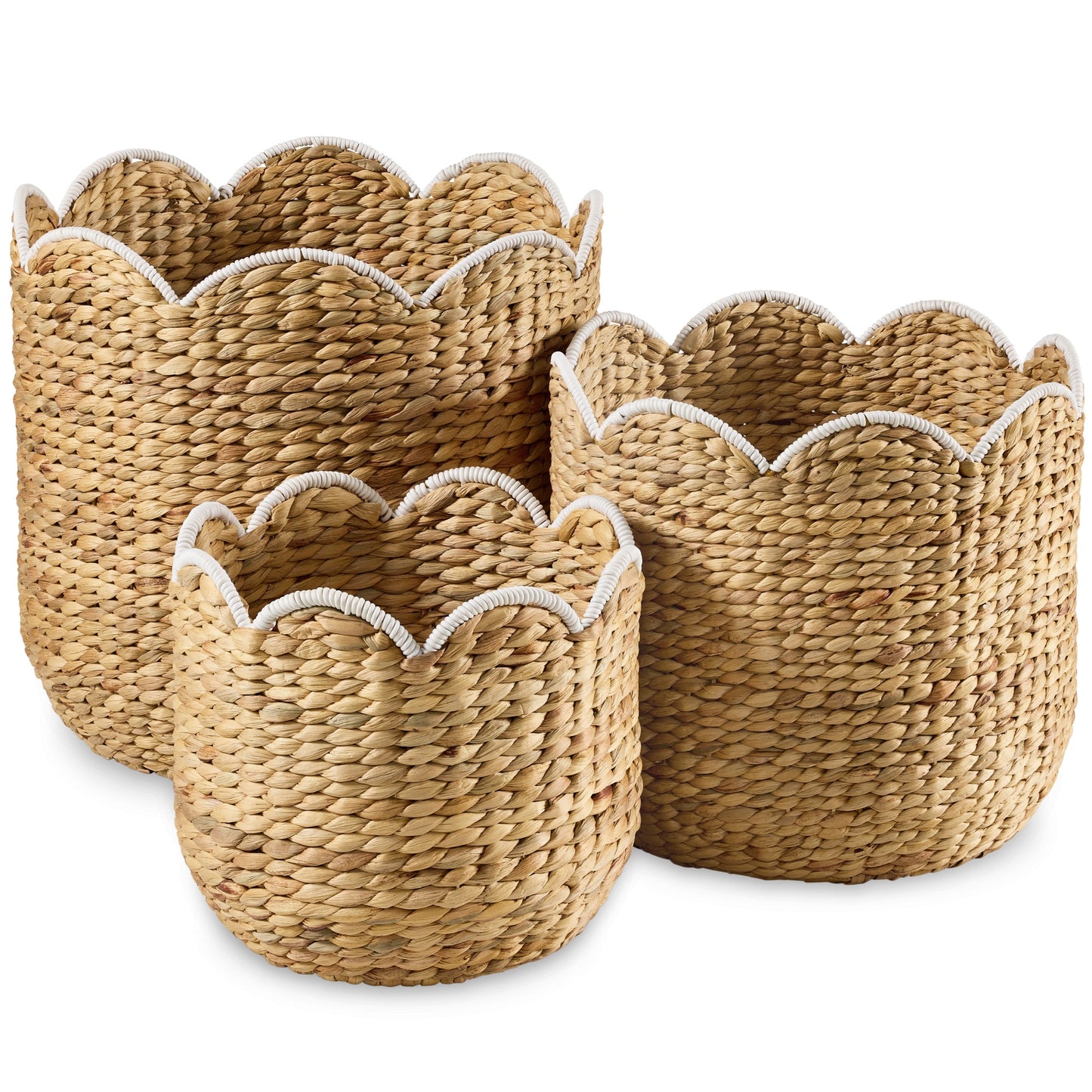 Scalloped 3PC Water Hyacinth Nesting Baskets with reliable function and style