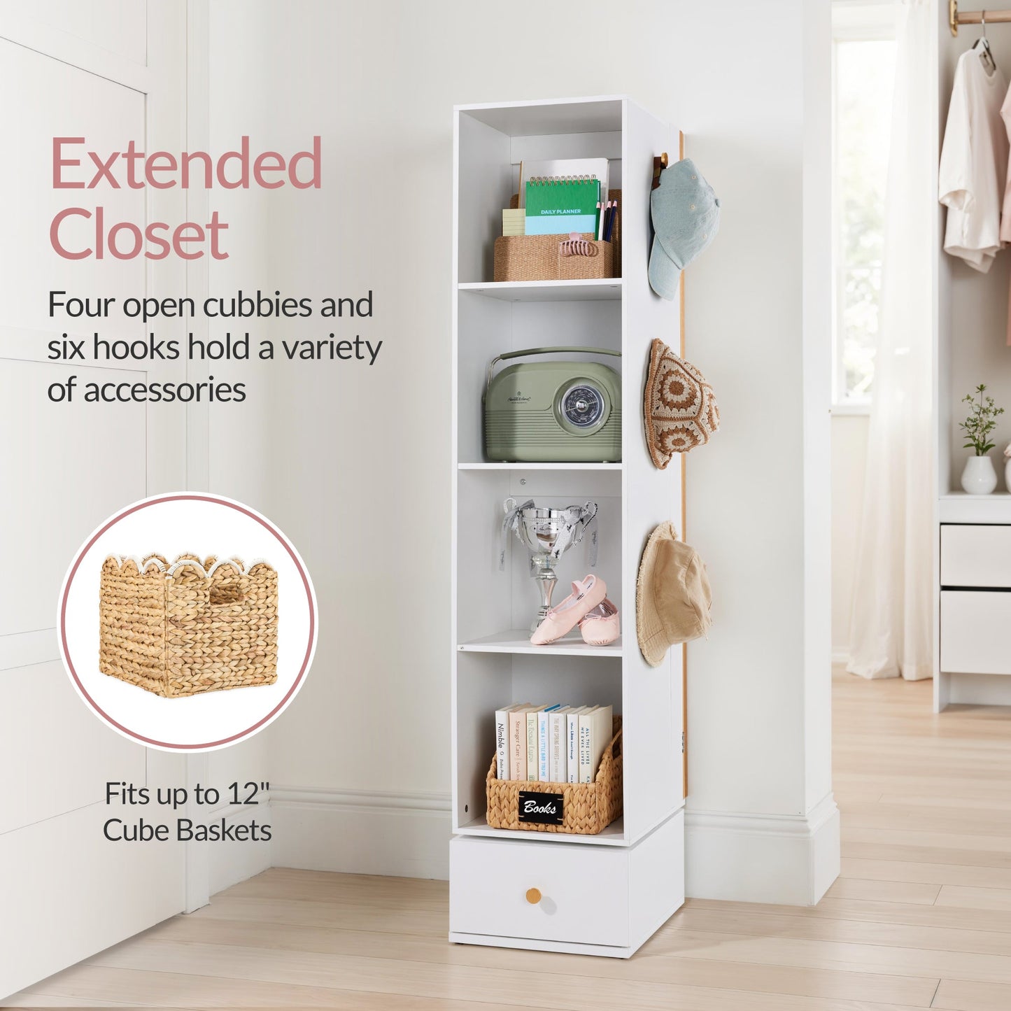 Rotating Mirror with Storage Cabinet Swivel Jewelry Armoire Shelves Hooks with practical style for home spaces