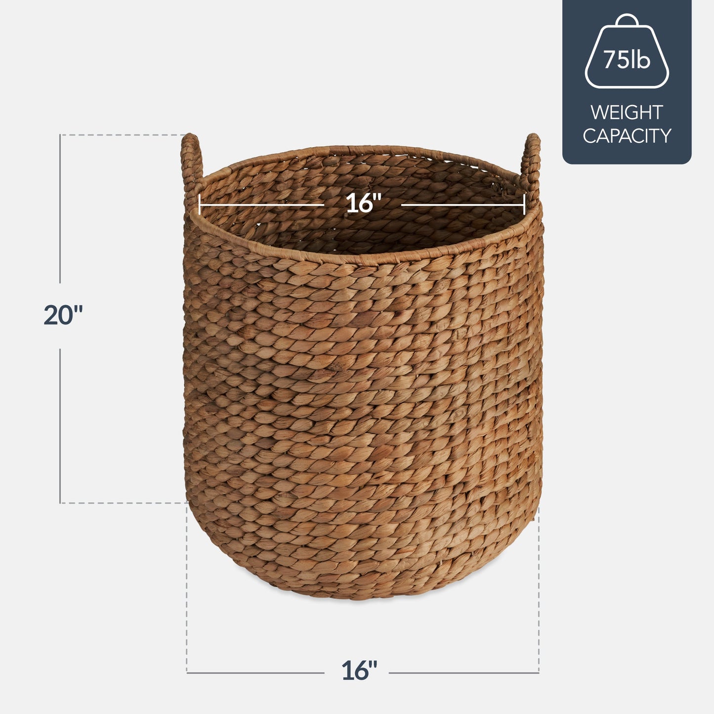 Round Storage Basket with Handles Handwoven Water Hyacinth Tote with reliable function and style