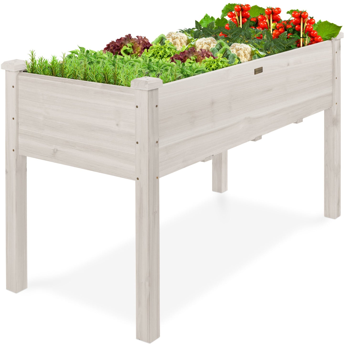 Raised Garden Bed Elevated Wooden Planter Box with Foot Caps - 48x24x30in designed for patio and backyard use