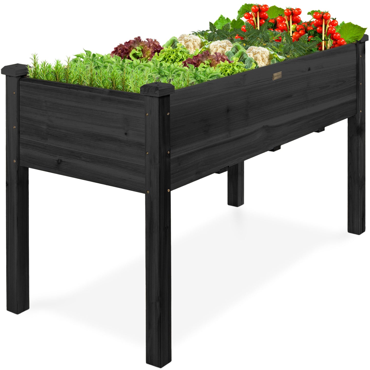 Raised Garden Bed Elevated Wooden Planter Box with Foot Caps - 48x24x30in designed for patio and backyard use