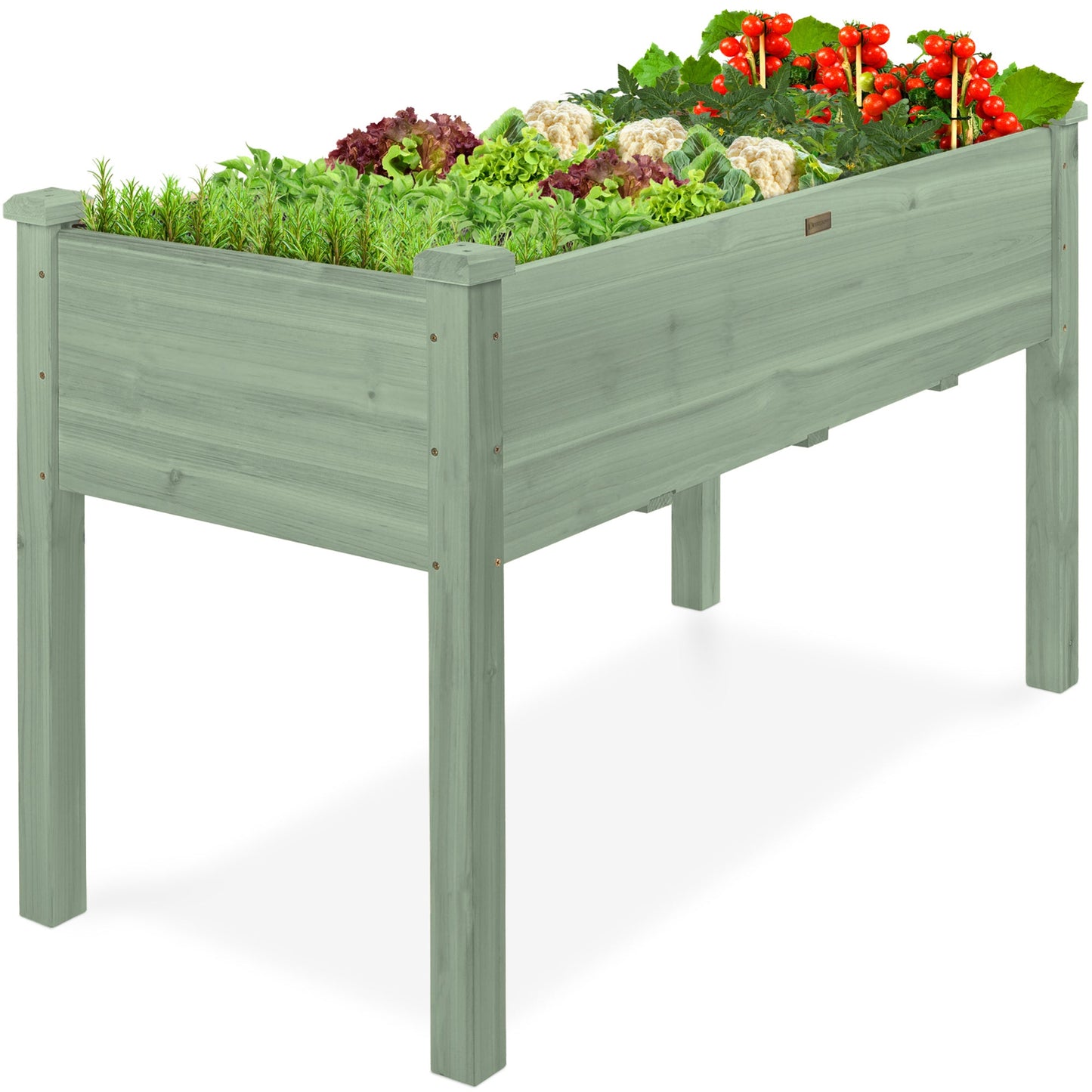 Raised Garden Bed Elevated Wooden Planter Box with Foot Caps - 48x24x30in designed for patio and backyard use