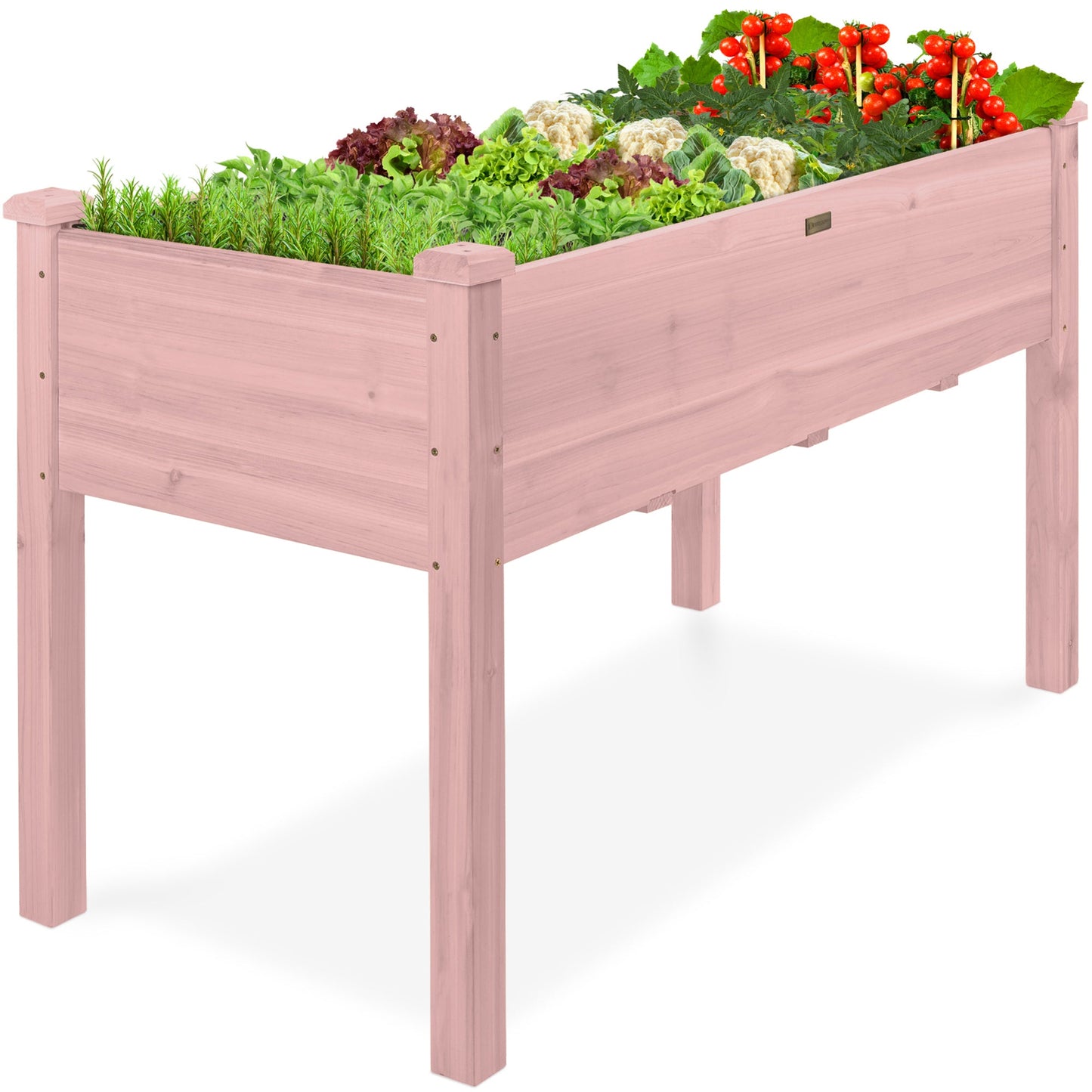 Raised Garden Bed Elevated Wooden Planter Box with Foot Caps - 48x24x30in designed for patio and backyard use