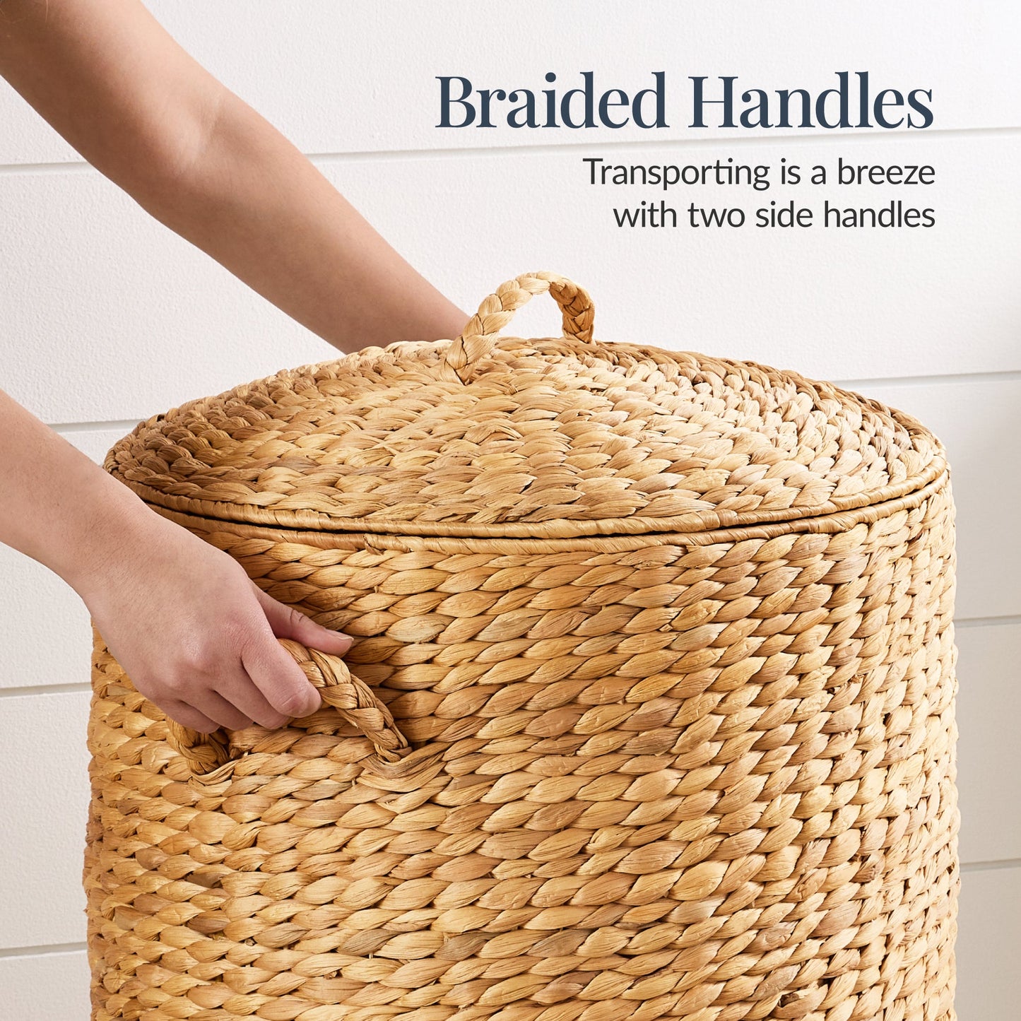 Round Laundry Hamper with Lid with Handles and Removable Liner for simple setup and everyday use