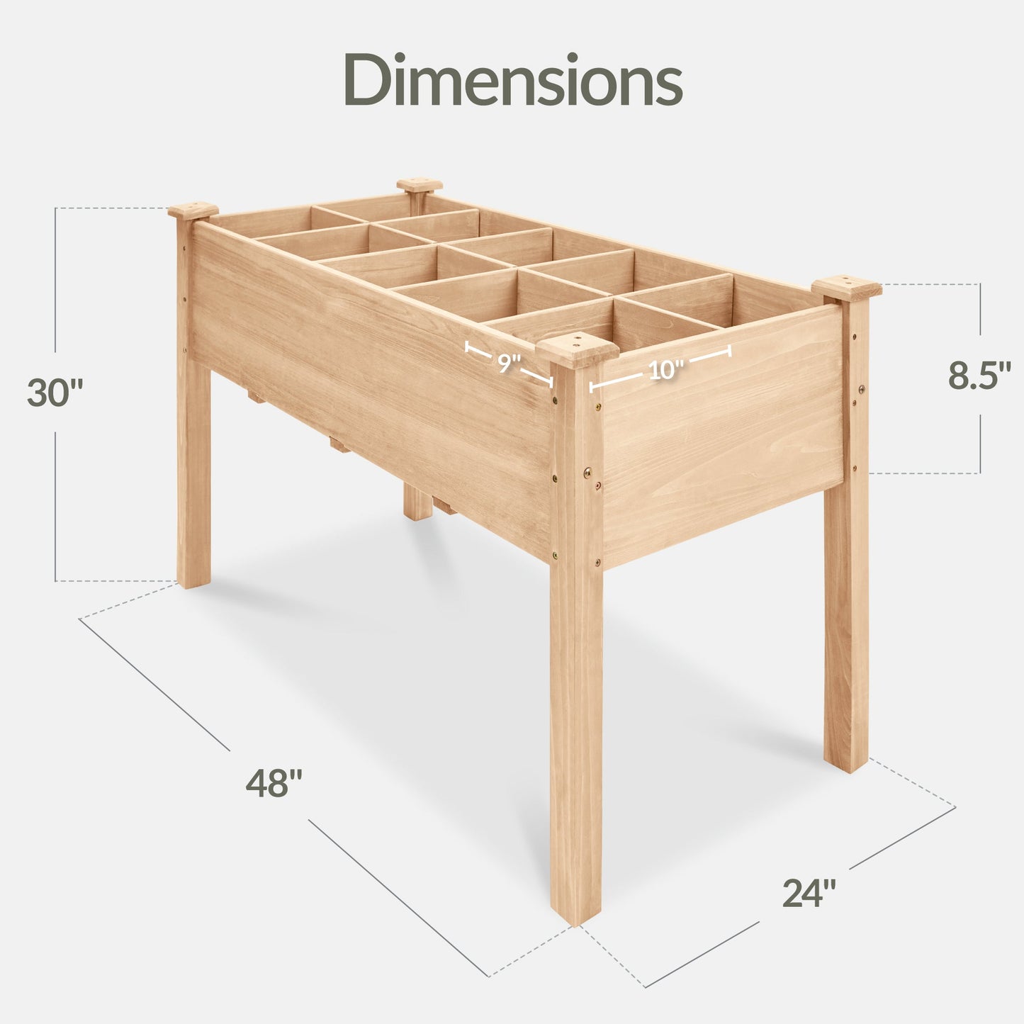 Raised Garden Bed Planter Box with 10 Grid Sections designed for patio and backyard use