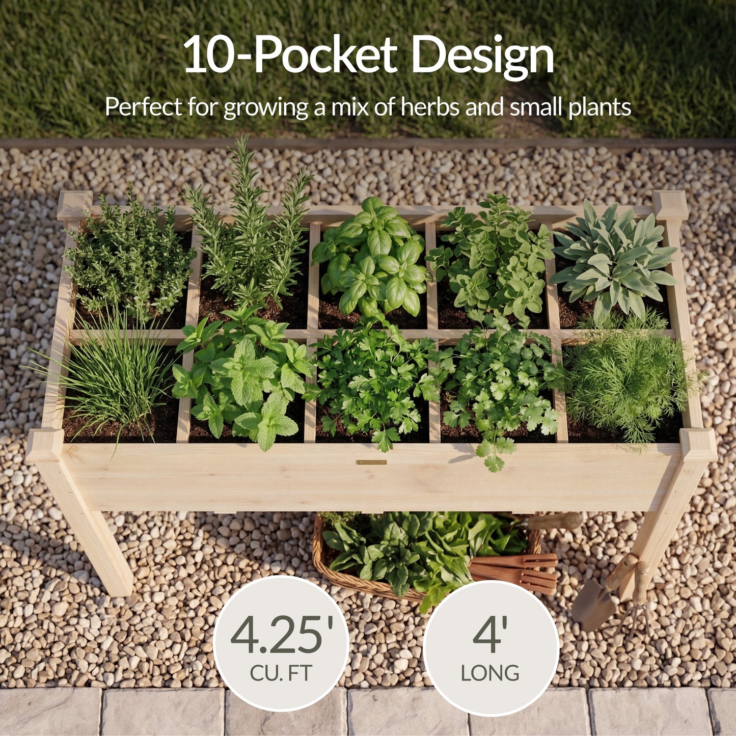 Raised Garden Bed Planter Box with 10 Grid Sections designed for patio and backyard use