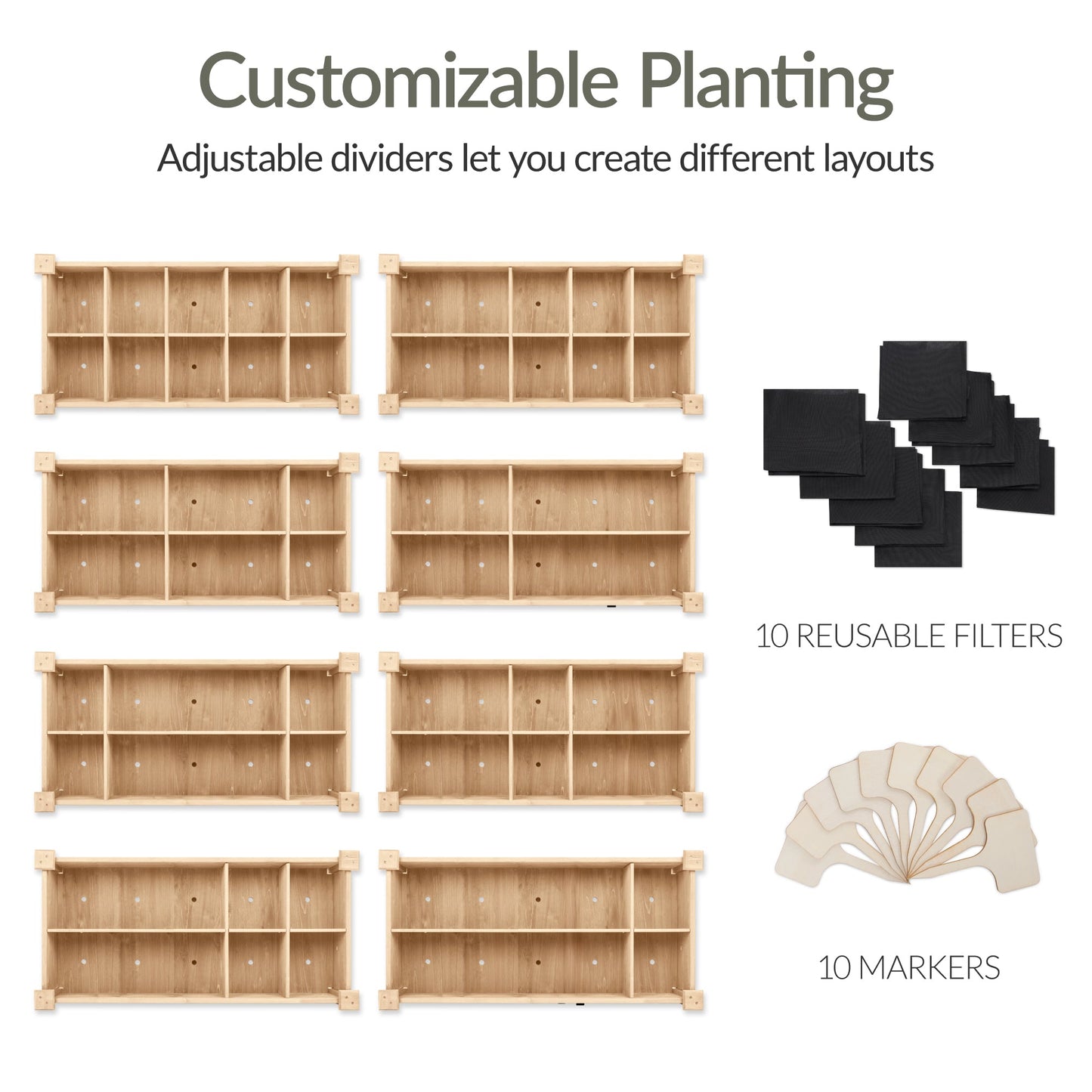 Raised Garden Bed Planter Box with 10 Grid Sections designed for patio and backyard use