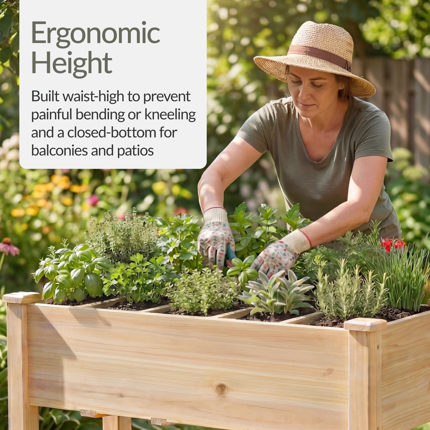 Raised Garden Bed Planter Box with 10 Grid Sections designed for patio and backyard use