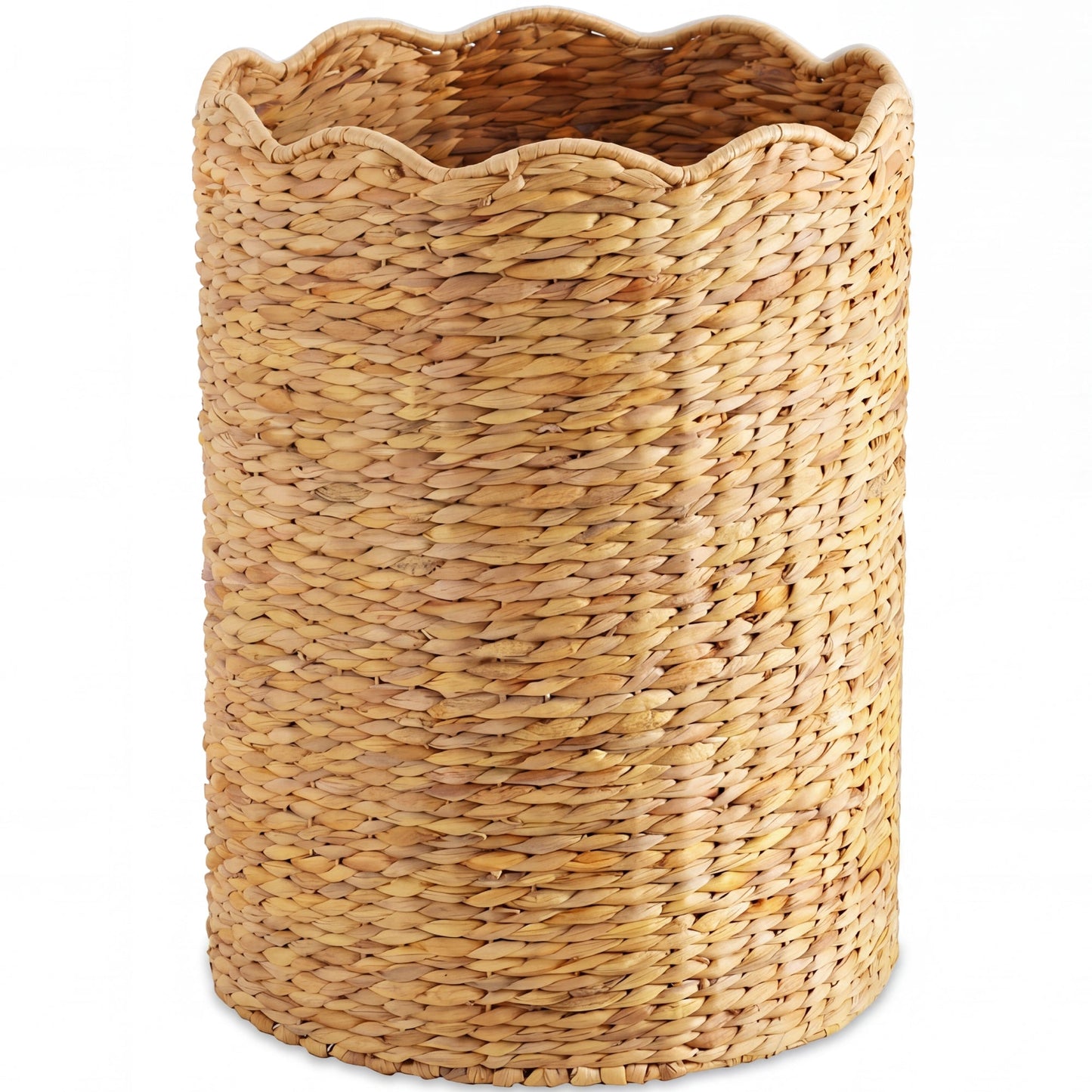 Scalloped Large Round Laundry Hamper Handwoven Laundry Basket for convenient daily use