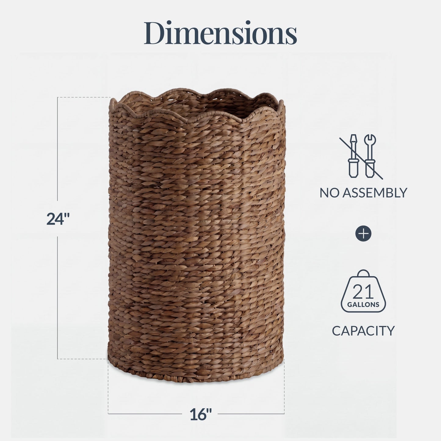 Scalloped Large Round Laundry Hamper Handwoven Laundry Basket for convenient daily use
