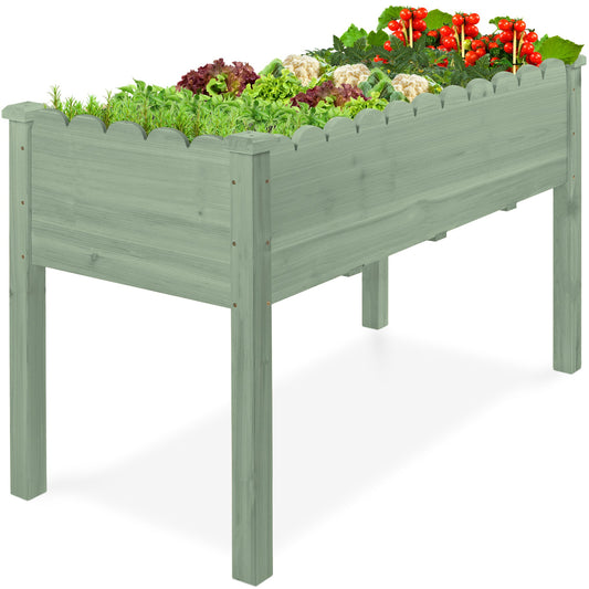 Raised Garden Bed Scalloped Elevated Wooden Planter Box - 48x24x30in with practical outdoor-ready details