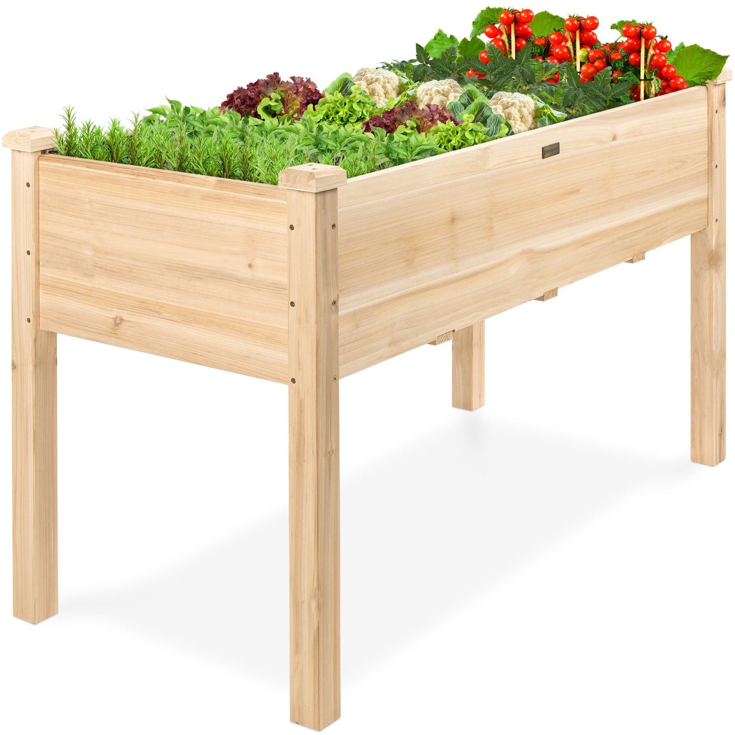 Raised Garden Bed Elevated Wooden Planter Box with Foot Caps - 48x24x30in designed for patio and backyard use
