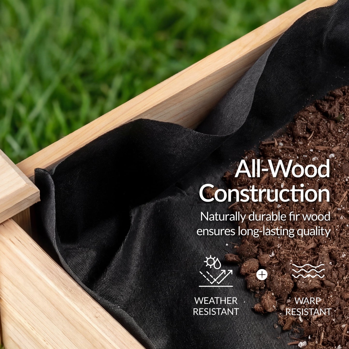 Raised Garden Bed Elevated Wooden Planter Box with Foot Caps - 48x24x30in designed for patio and backyard use