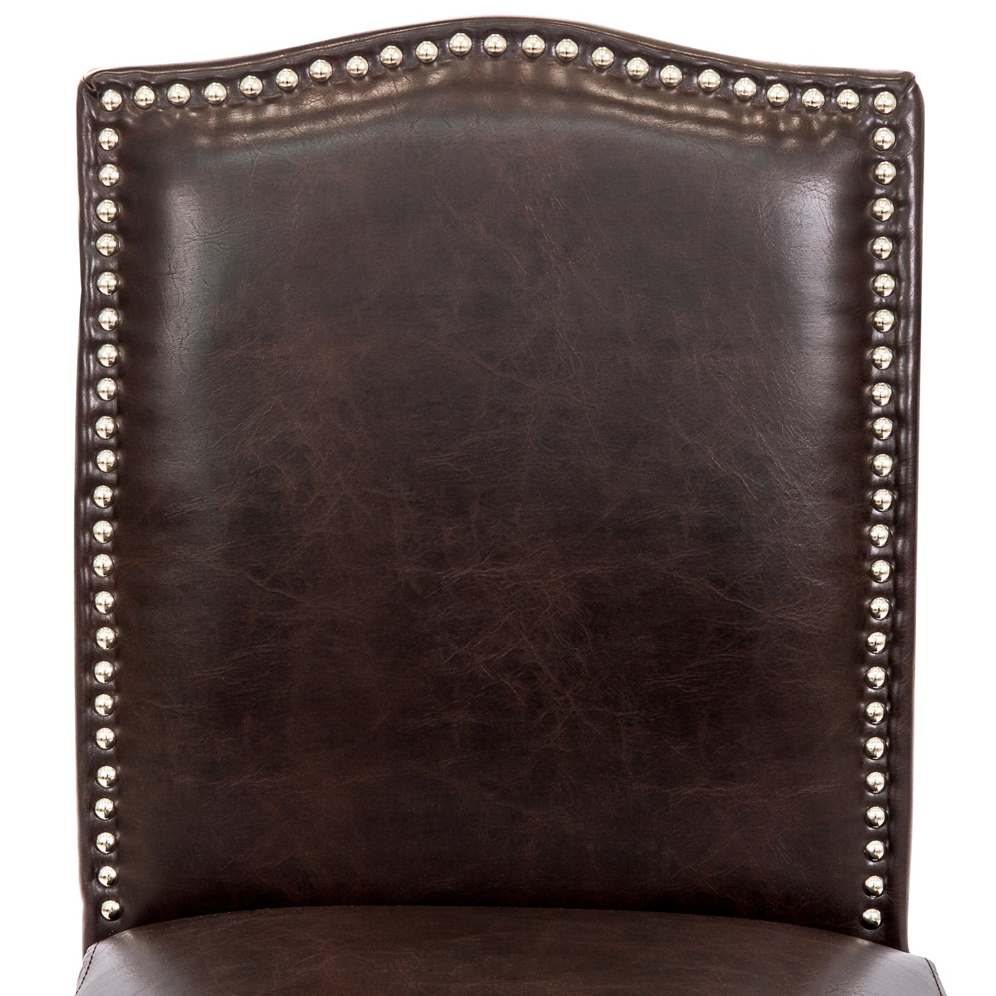 Set of 2 30in Faux Leather Counter Height Bar Stools with Studded Trim Back designed for comfortable, organized home spaces