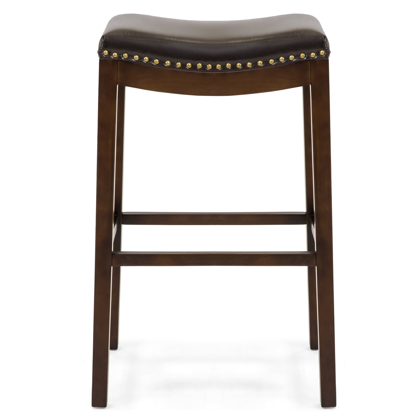 Set of 2 31in Backless Bar Stool Accent Chairs with Faux Leather Brass Studs designed for everyday comfort and storage