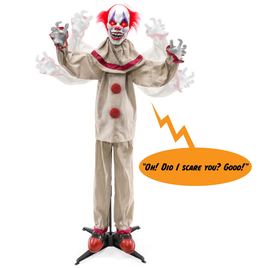 Scary Harry the Motion Activated Animatronic Killer Clown Halloween Prop for indoor and outdoor holiday displays