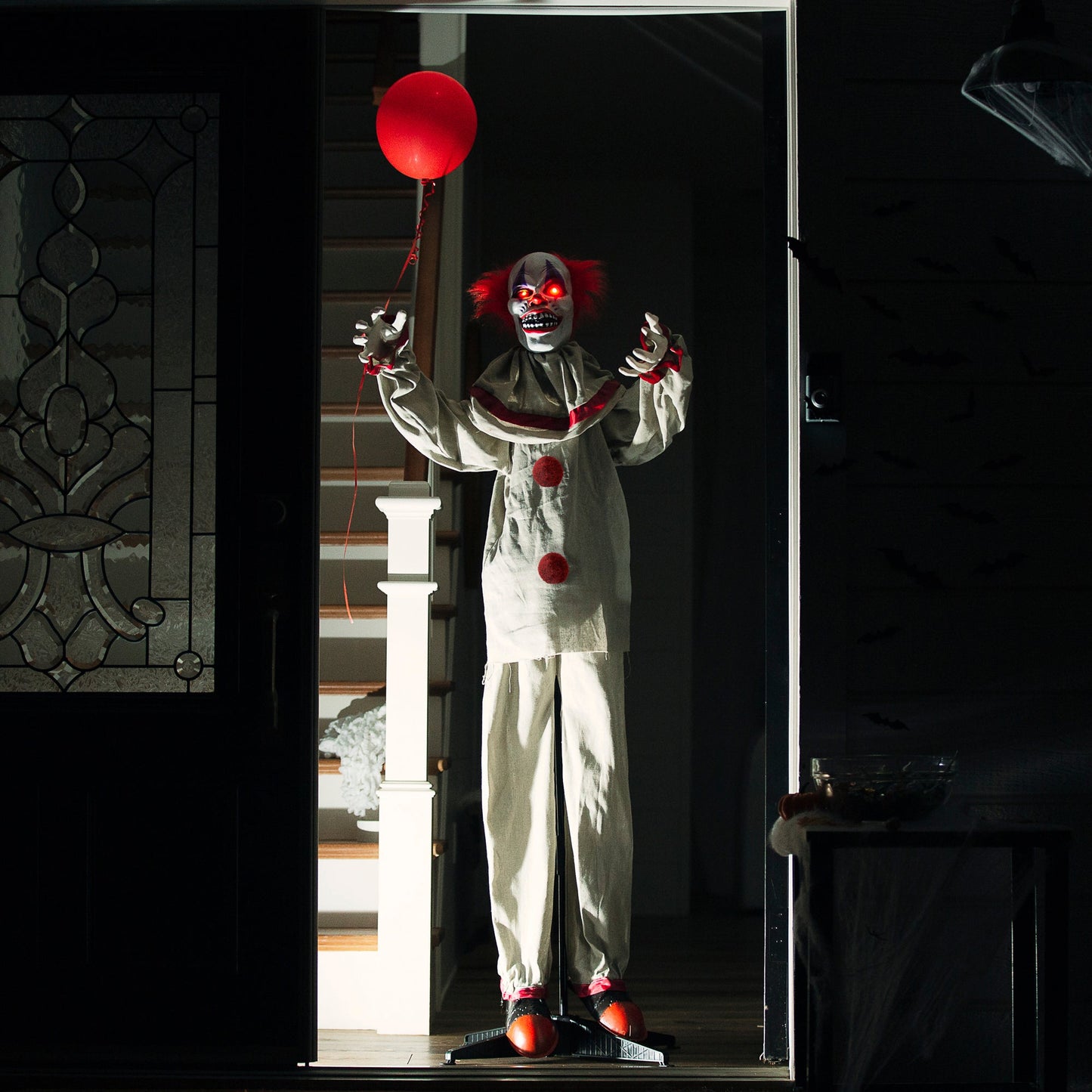 Scary Harry the Motion Activated Animatronic Killer Clown Halloween Prop for indoor and outdoor holiday displays