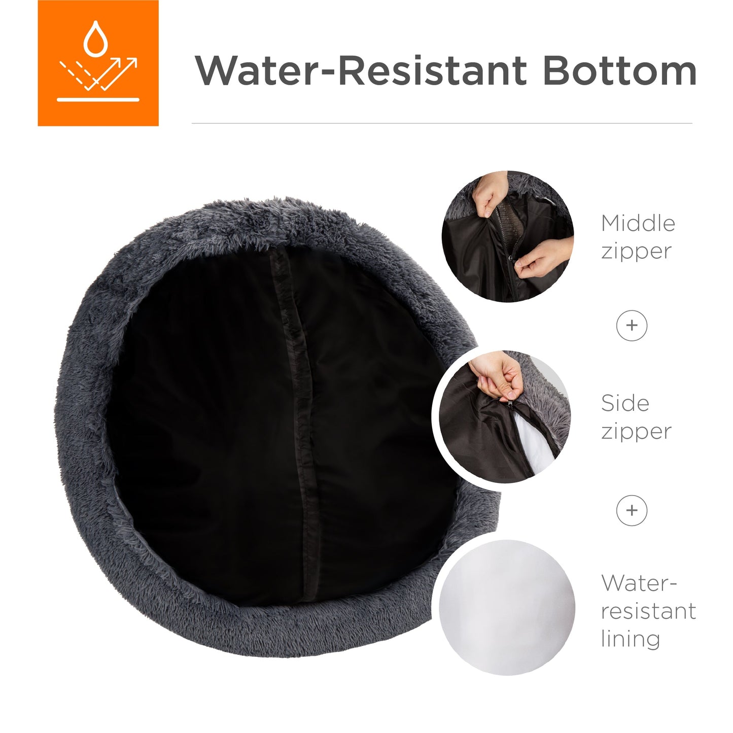 Self-Warming Shag Fur Calming Pet Bed with Water-Resistant Lining - Gray with practical style for home spaces
