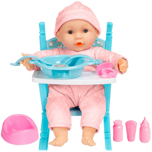 Realistic Baby Doll with Soft Body Highchair Potty Accessories - 12.5in with practical style for home spaces