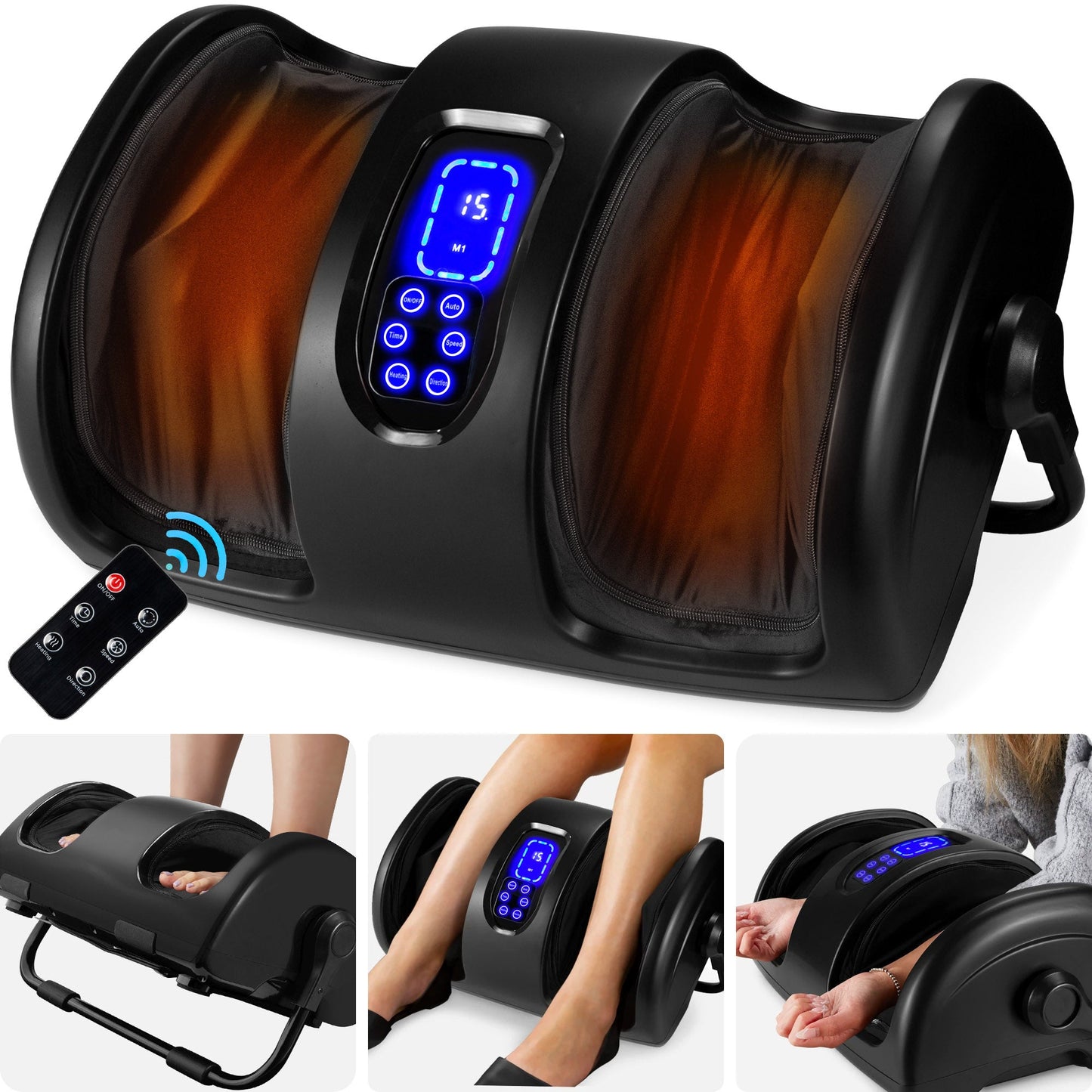 Reflexology Shiatsu Foot Massager with High-Intensity Rollers Remote Control for relaxation and daily self-care