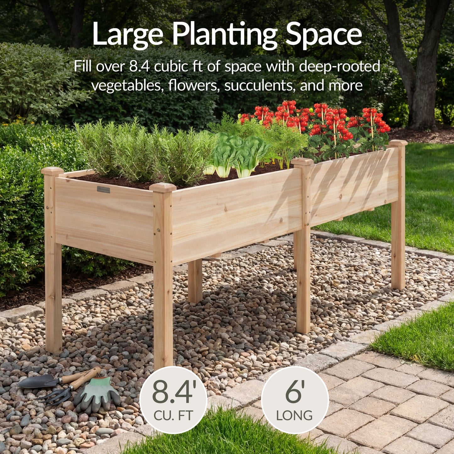 Raised Garden Bed Elevated Wood Garden Planter Stand - 72x24x30in with practical outdoor-ready details