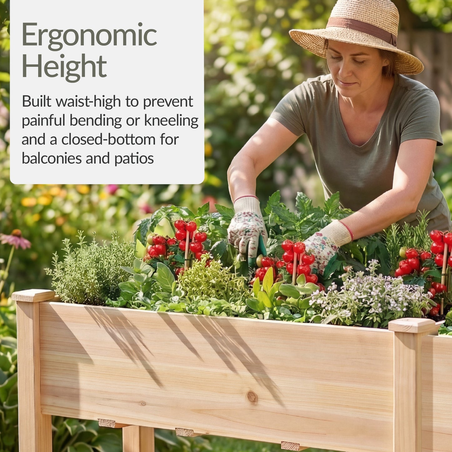 Raised Garden Bed Elevated Wood Garden Planter Stand - 72x24x30in with practical outdoor-ready details