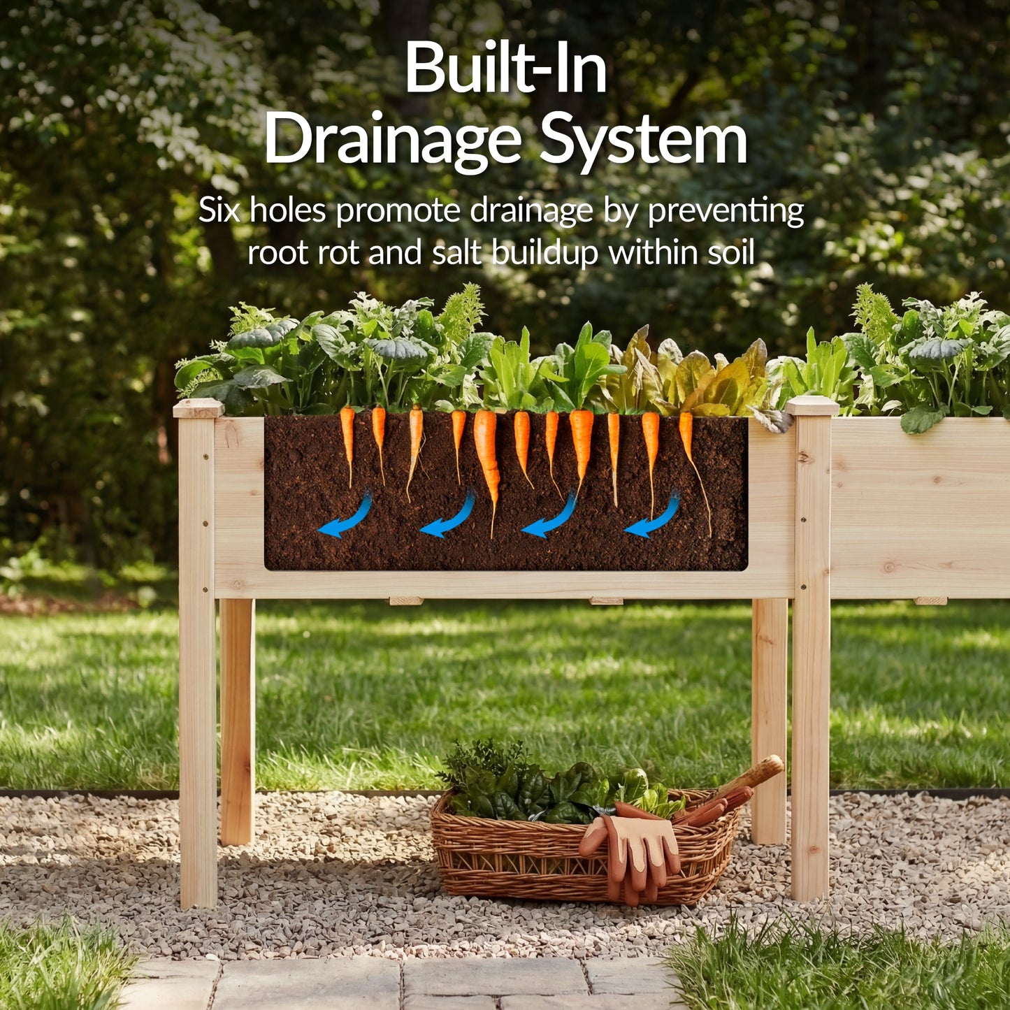 Raised Garden Bed Elevated Wood Garden Planter Stand - 72x24x30in with practical outdoor-ready details