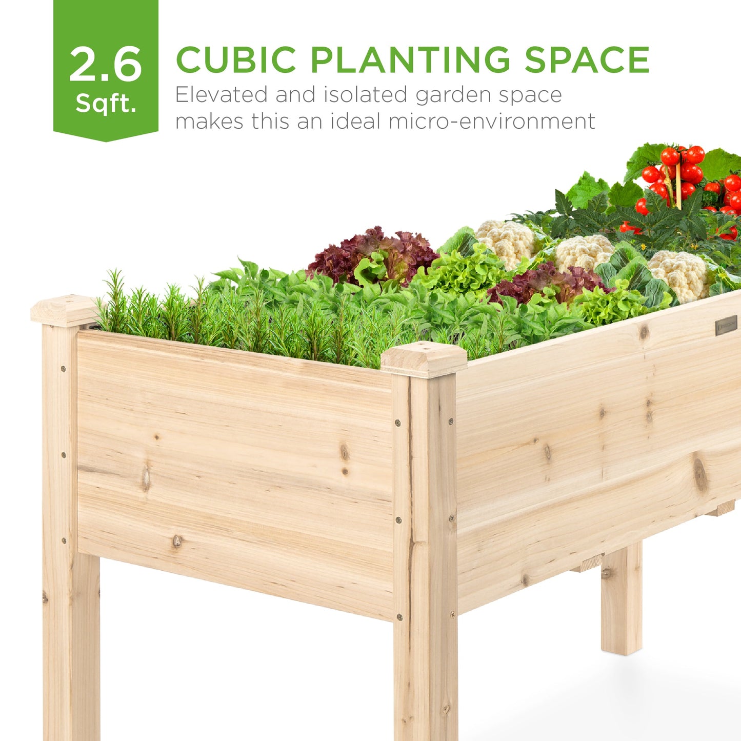Raised Garden Bed Elevated Wood Planter Box Stand with Bed Liner - 34x18x30in for outdoor comfort and convenience