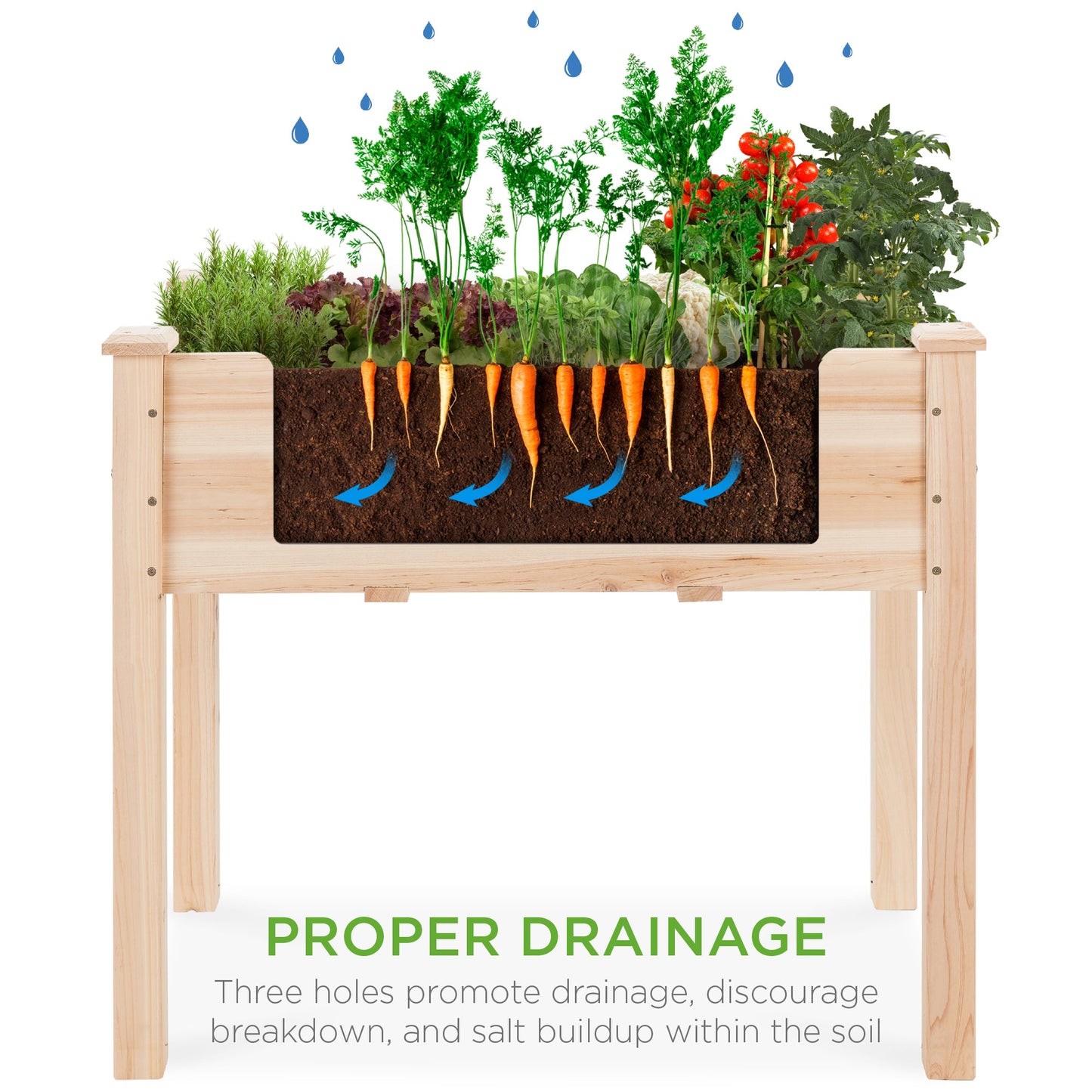 Raised Garden Bed Elevated Wood Planter Box Stand with Bed Liner - 34x18x30in for outdoor comfort and convenience