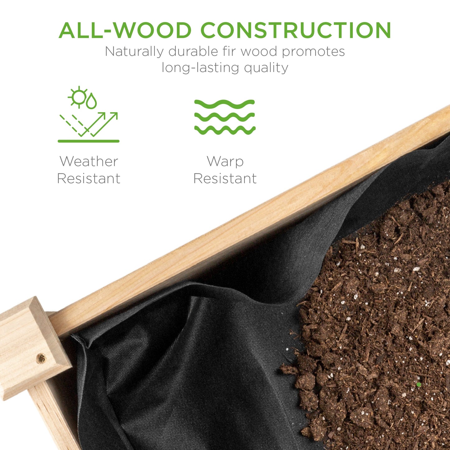 Raised Garden Bed Elevated Wood Planter Box Stand with Bed Liner - 34x18x30in for outdoor comfort and convenience