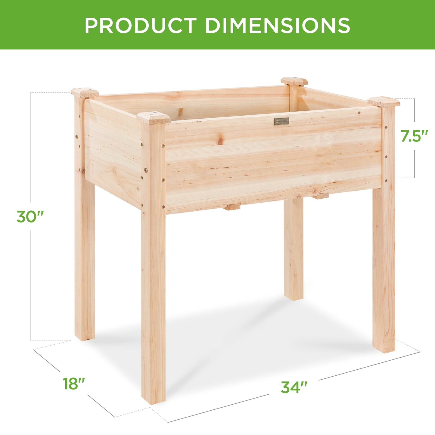 Raised Garden Bed Elevated Wood Planter Box Stand with Bed Liner - 34x18x30in for outdoor comfort and convenience